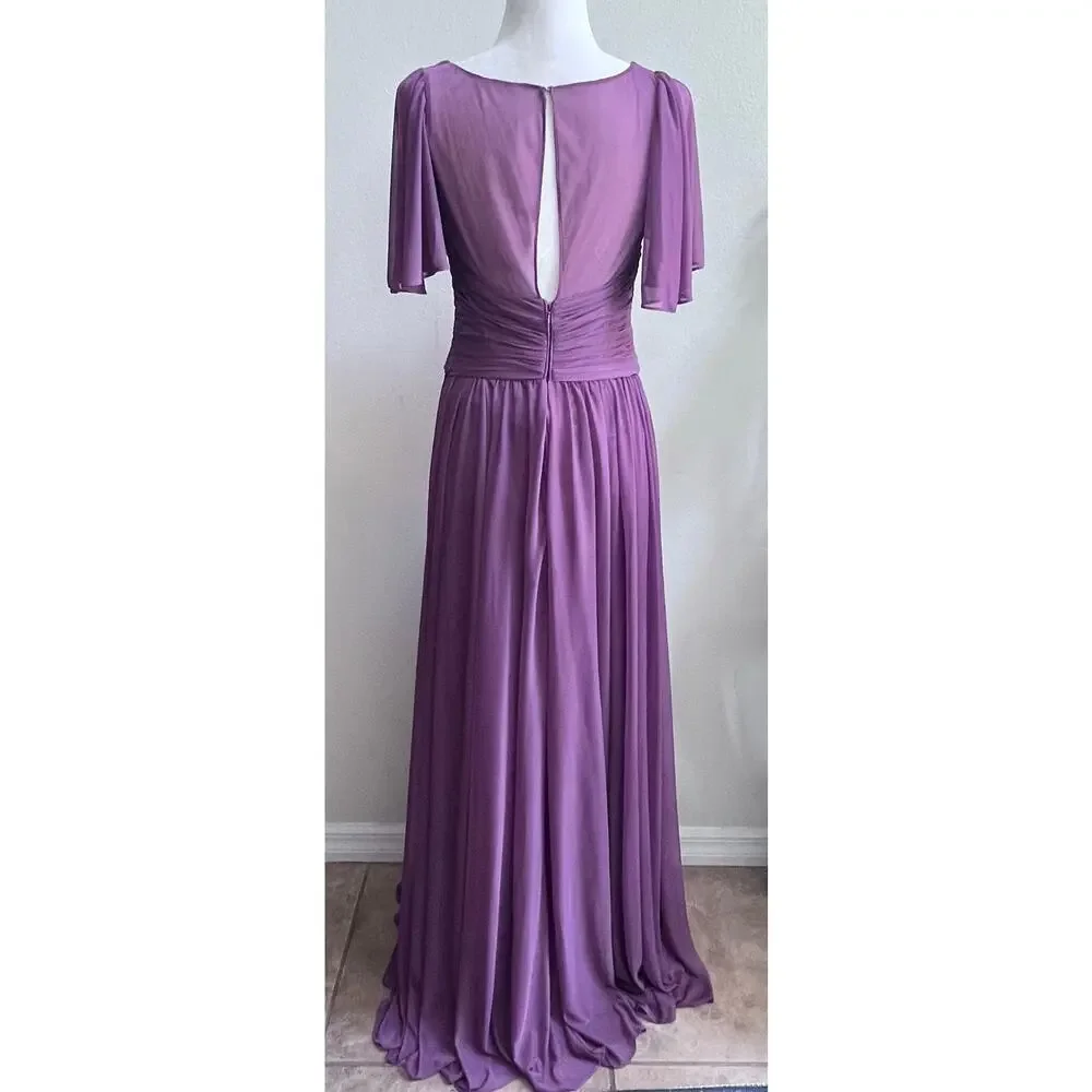 DB‎ Studio Celebrate Elegant V-Neck Flutter Sleeve Bridesmaid Maxi Dress 6 Prom